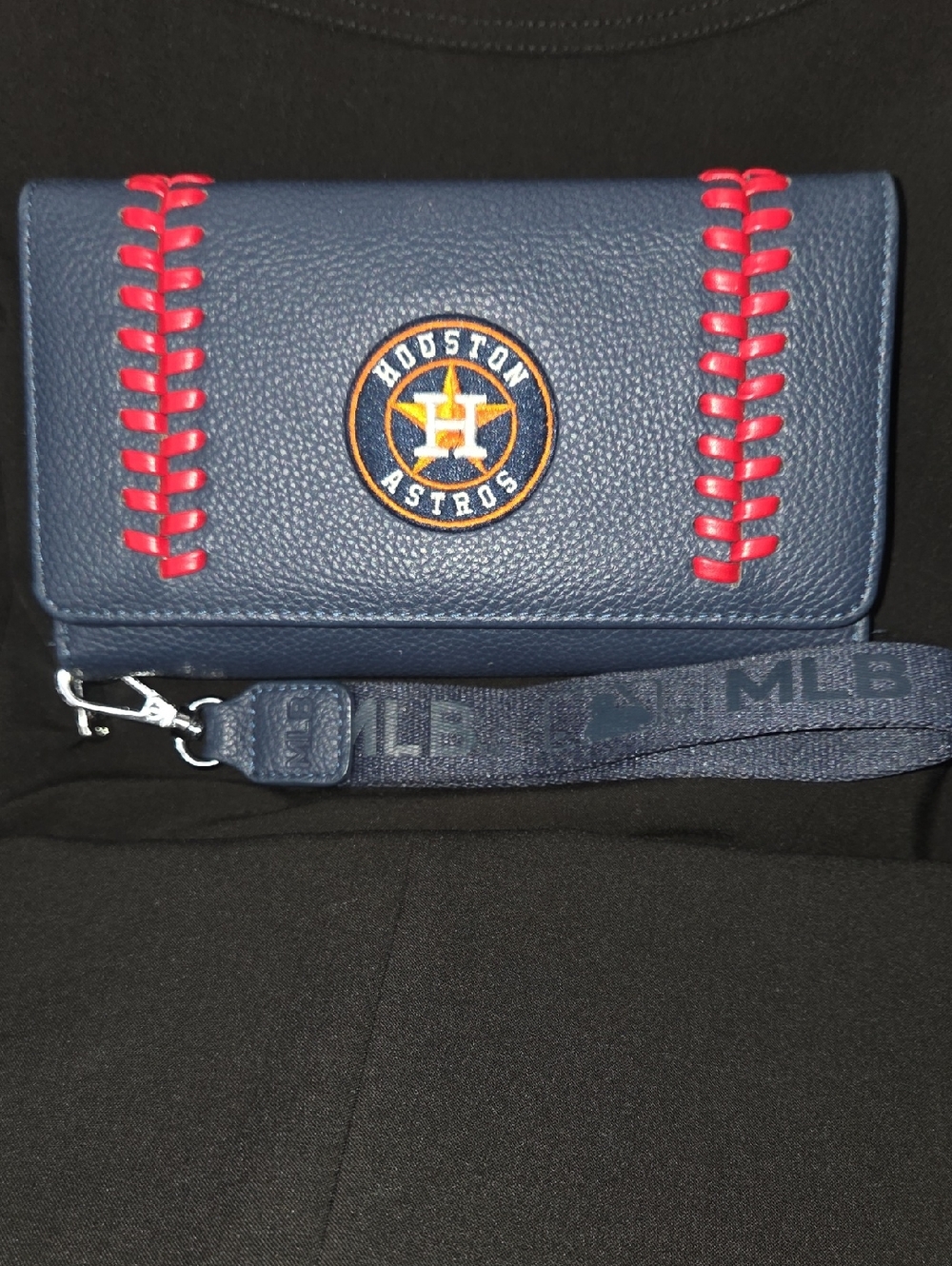 Montana West Houston Astros Navy Wristlet Wallet with Red Stitching